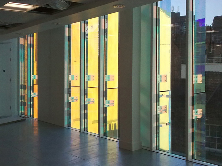 interior dichroic glass work on charing crossroad